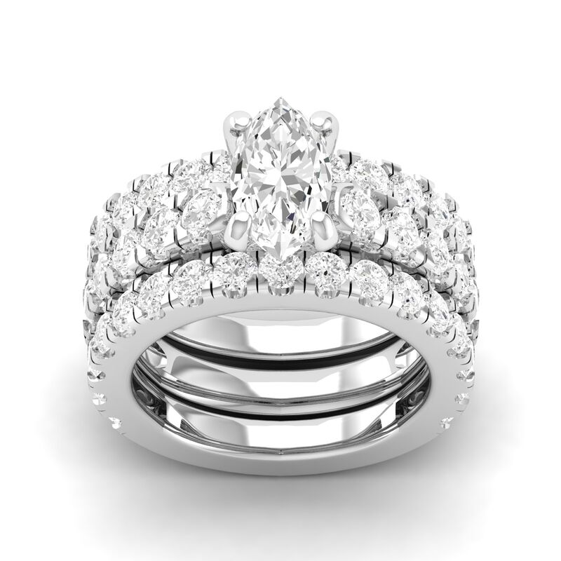 Marquise-Cut Lab Grown 5ctw. Diamond Ring Engagement Ring Set in 14k White Gold image number null